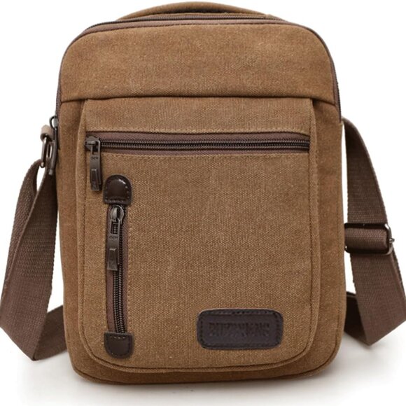 Messenger bag for Men Women, Vintage Canvas Crossbody Bag Shoulder Bag Multi Poc
